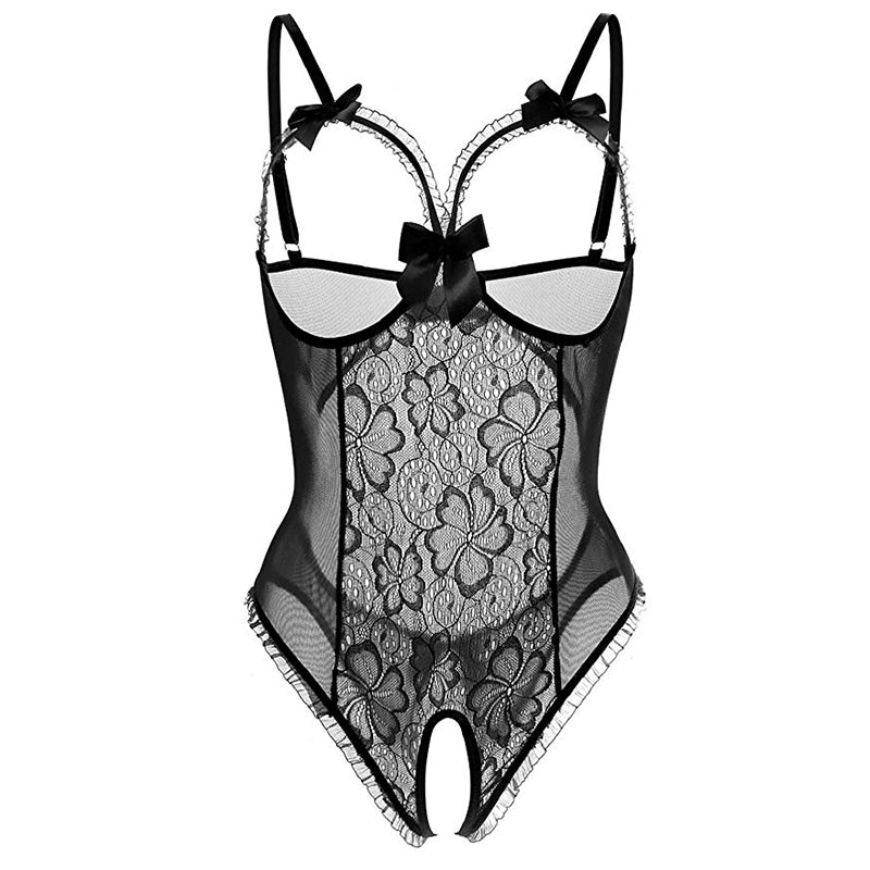 Sheer Lace Bow Teddy