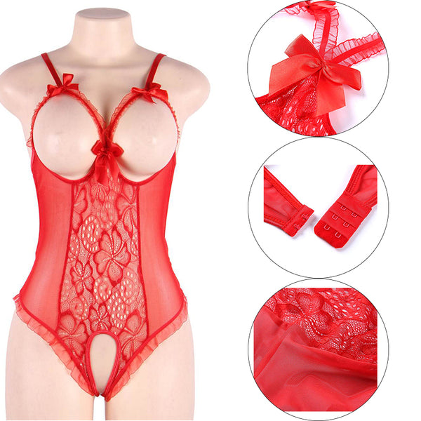 Sheer Lace Bow Teddy
