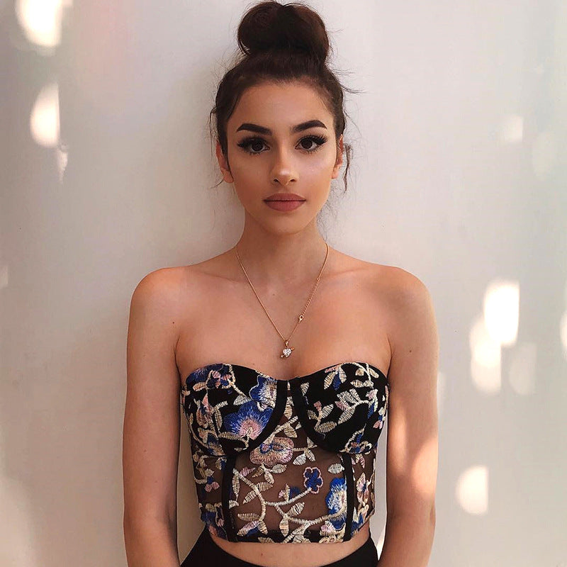 Floral Embroidered Corset Top
