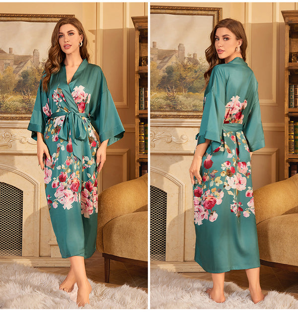 Red Satin Lace-Up Robe Gown