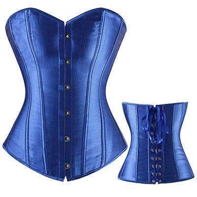 Lace-Up Boned Bustier Corset - L / Blue