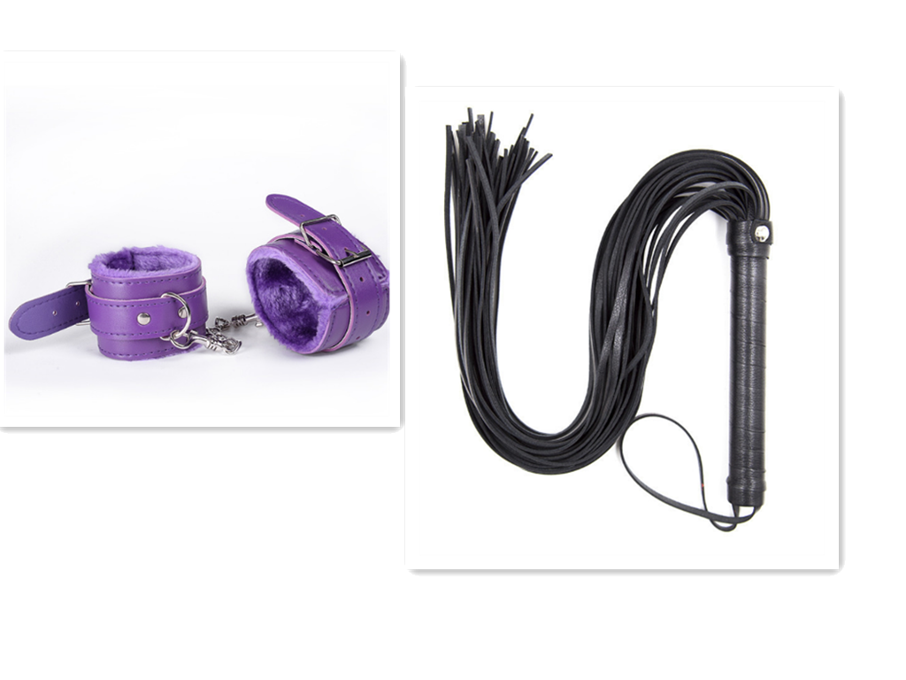 Faux Leather Whip - Black and purple