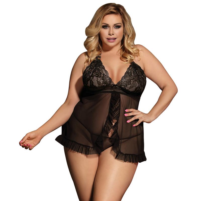 Halter Sheer Mesh Lace Lingerie