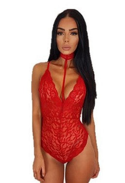 Plus Size Lace Teddy - Red / XL