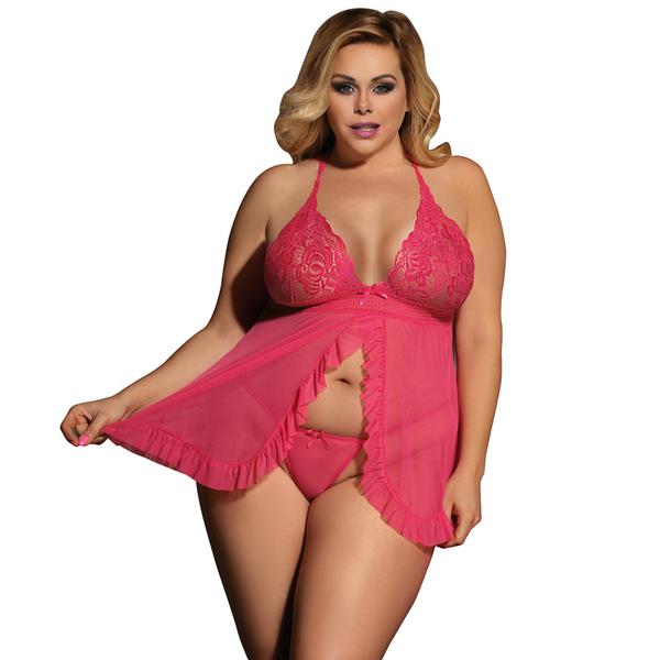 Halter Sheer Mesh Lace Lingerie