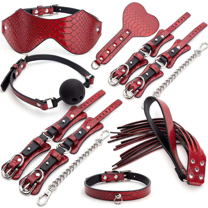 Collar and Handcuffs Restraint Set - Red suit