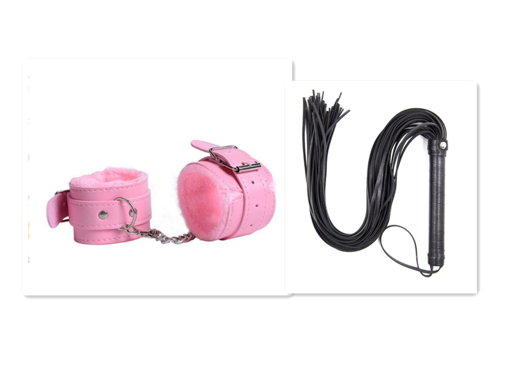 Faux Leather Whip - Black and pink