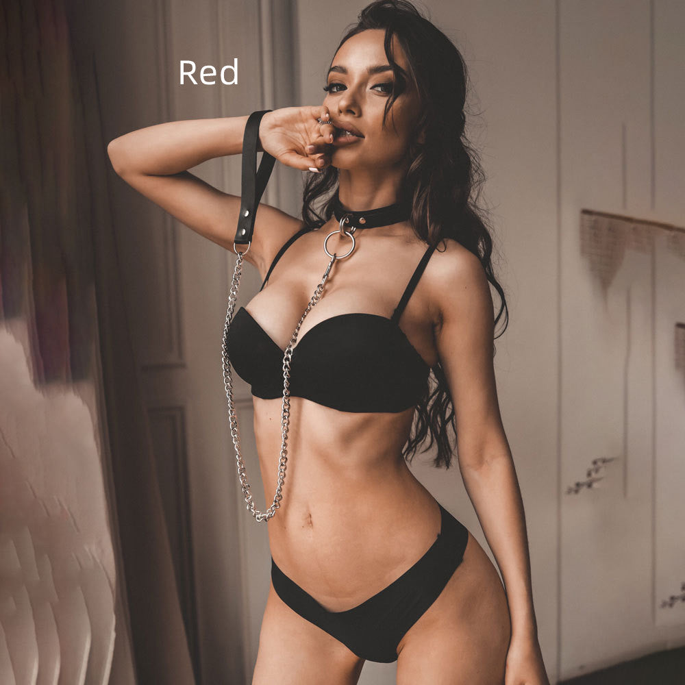 Choker Collar with Leash - Red