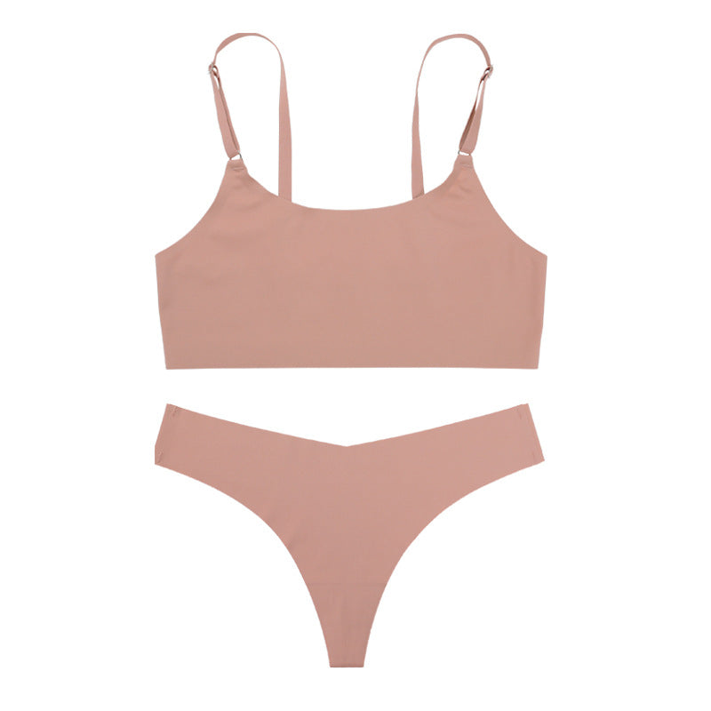 Seamless Bralette and Thong Set - Skin apricot / S
