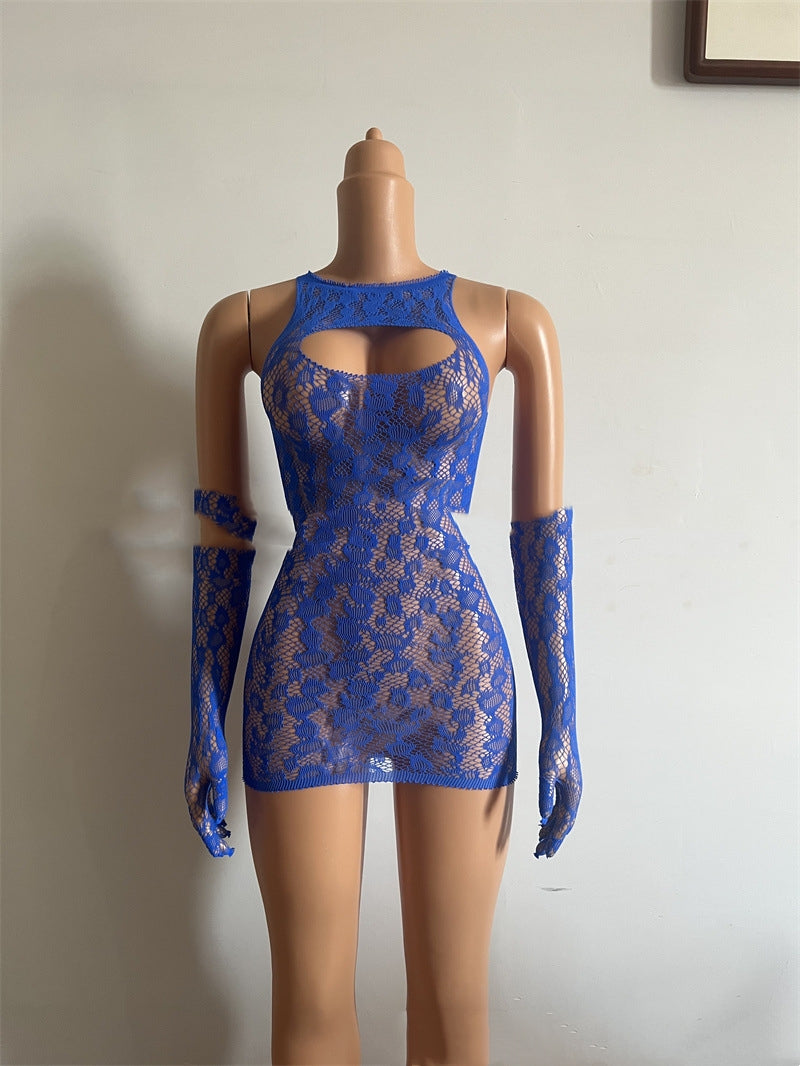 Fishnet Dress and Gloves Set