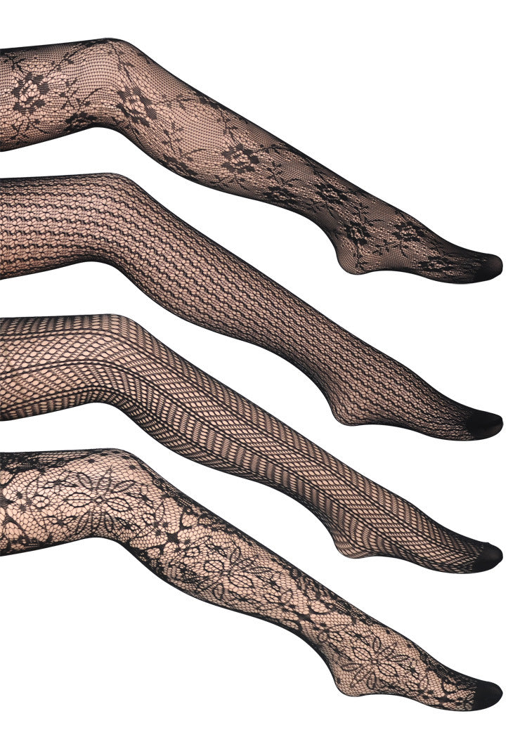 Black Jacquard Fishnet Pantyhose