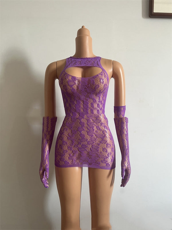 Fishnet Dress and Gloves Set